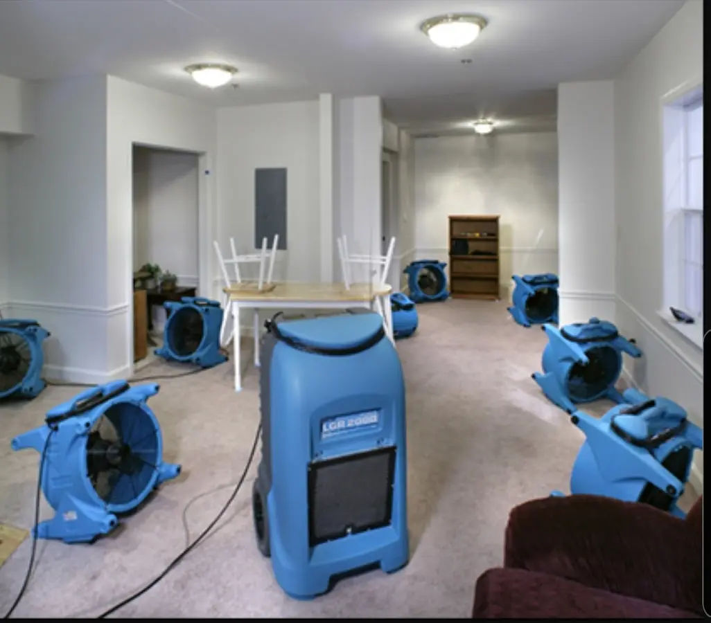 Air movers and dehumidifier setup for Water Extraction & Removal in Cartersville